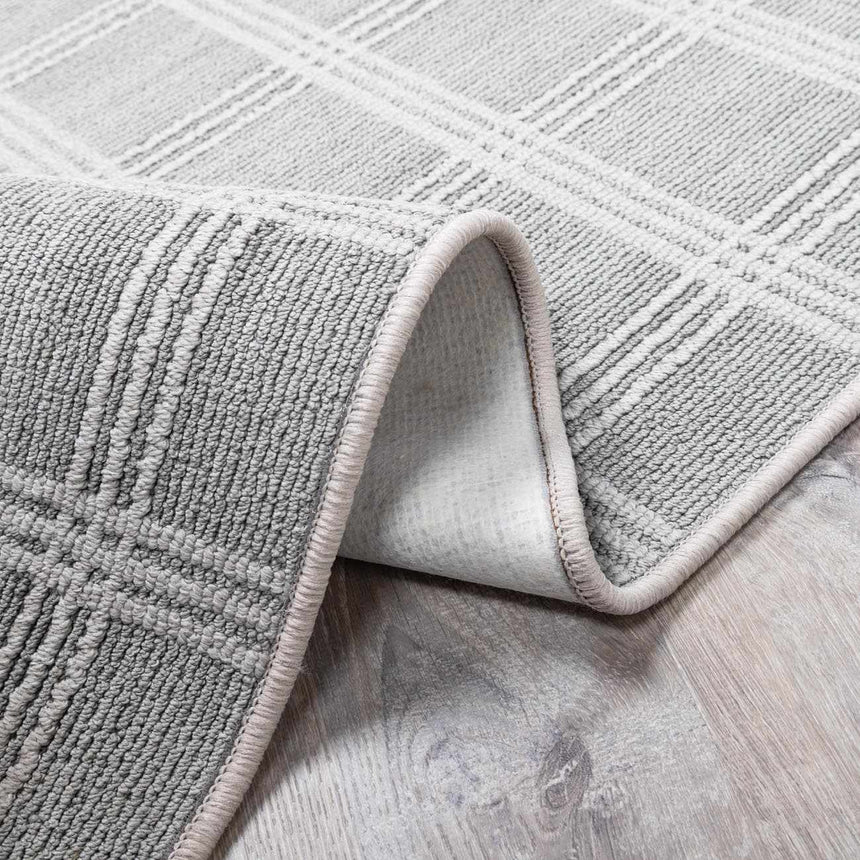 Oretha Light Gray Checkered Cut and Sew Custom Rug