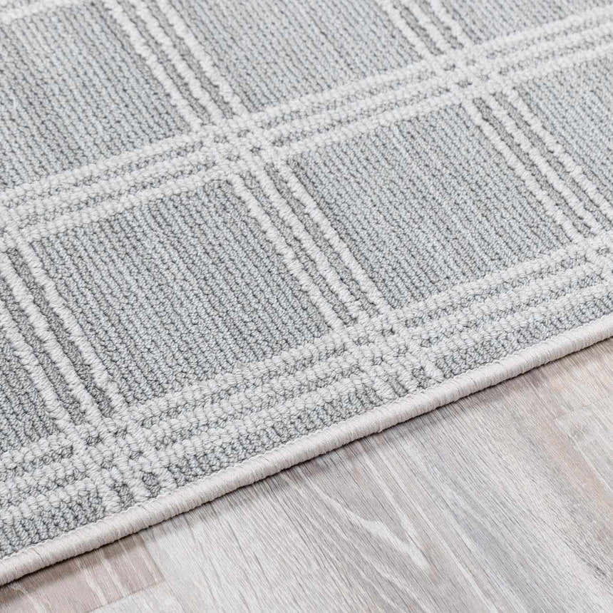 Oretha Light Gray Checkered Cut and Sew Custom Rug