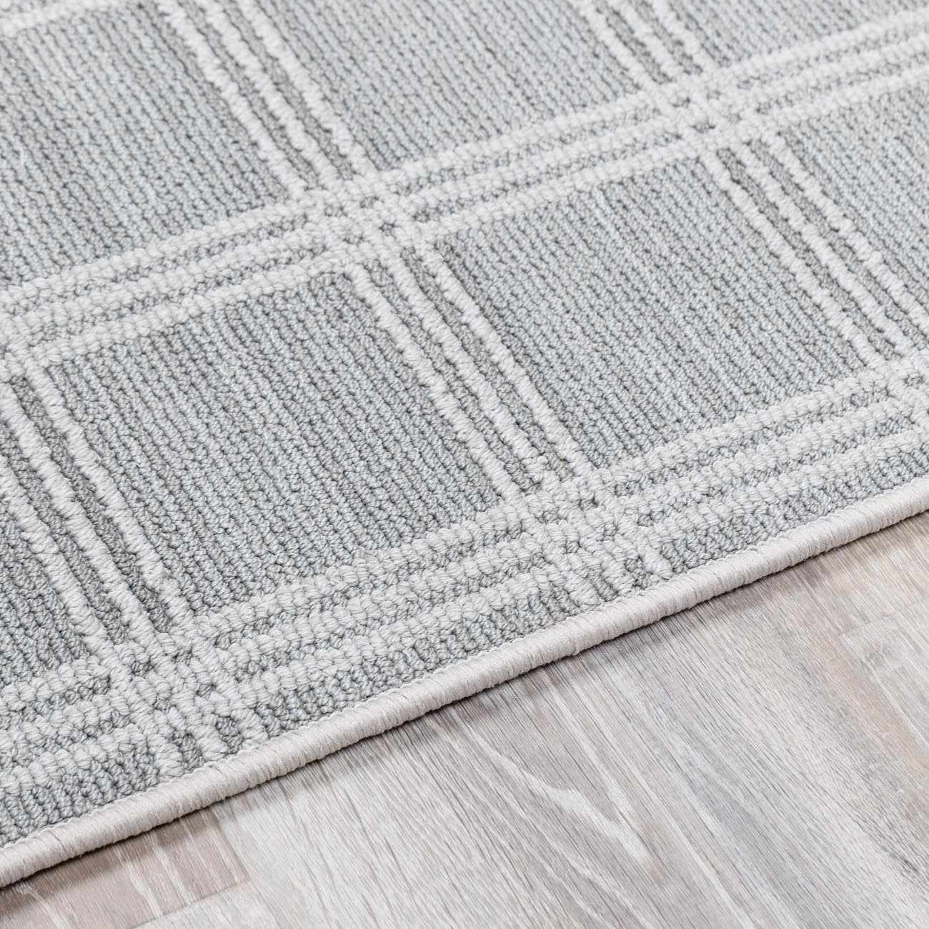 Oretha Light Gray Checkered Cut and Sew Custom Rug