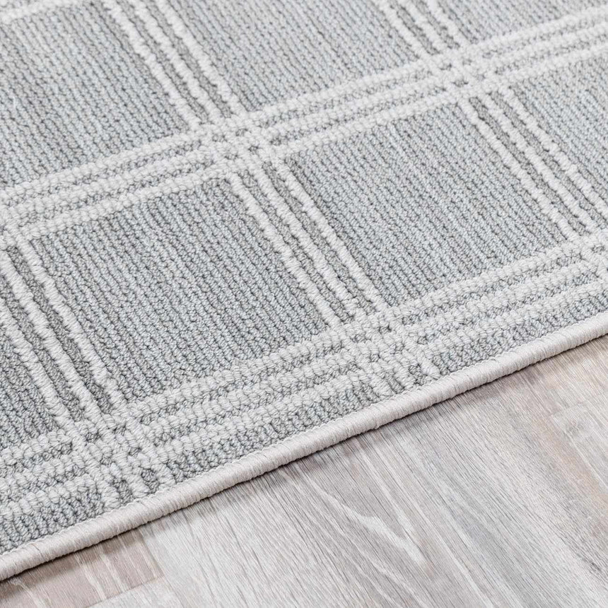 Oretha Light Gray Checkered Cut and Sew Custom Rug