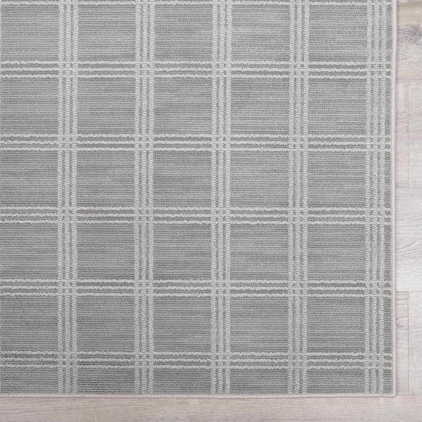 Oretha Light Gray Checkered Cut and Sew Custom Rug