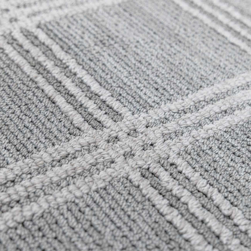 Oretha Light Gray Checkered Cut and Sew Custom Rug