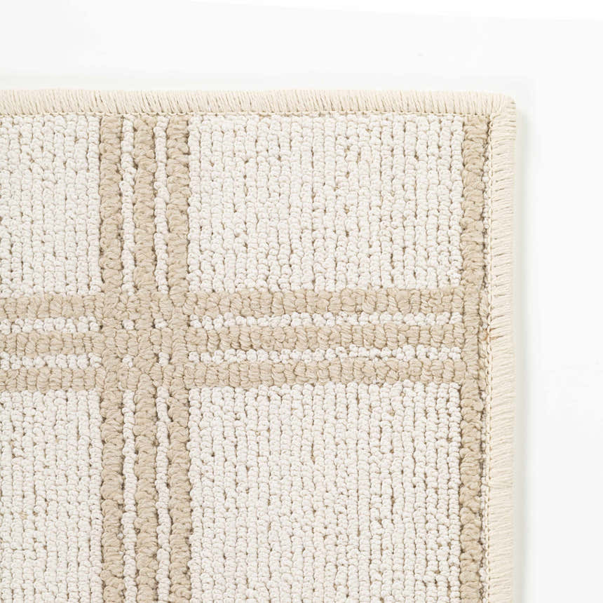 Oretha Beige Checkered Cut and Sew Custom Rug