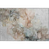 Dalyn Luxury Odyssey OY12 Tan Washable Area Rug with beige, caramel, and light blue abstract pattern.