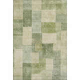 Dalyn Pacifica PA12 Aloe rug featuring a patchwork design in shades of aloe, beige, green, and ivory.