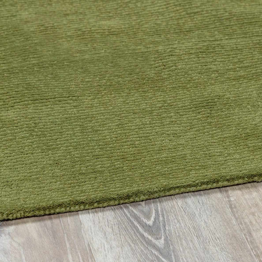 Brockton Solid Green Hand Loomed Wool Area Rug