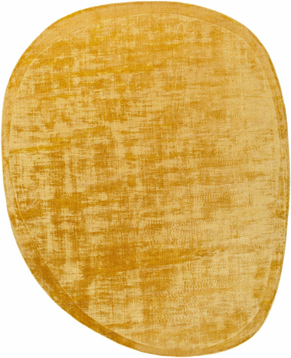 Anjang Modern Faux Silk Rug in Yellow