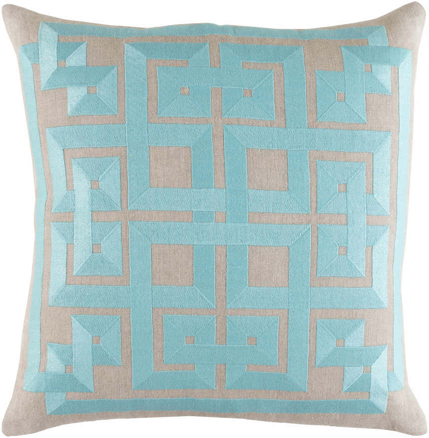 Plenty Aqua Geometric Pattern Accent Pillow - Clearance