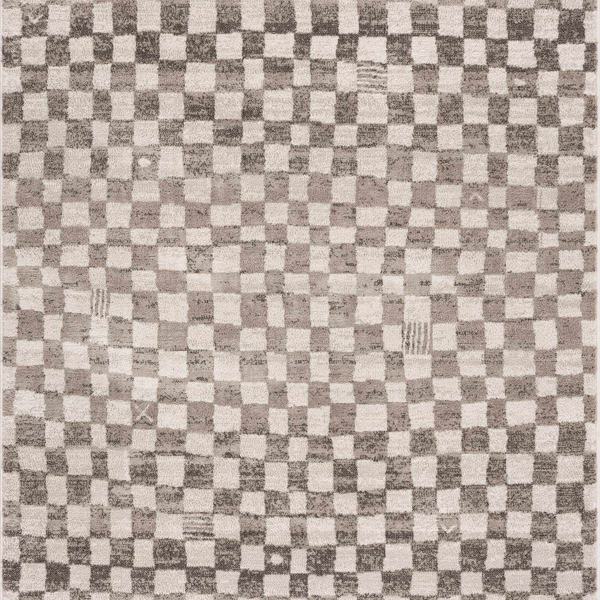 Checkboard Rug Benjy Irregular Checkboard Rug - Beige – Boutique Rugs