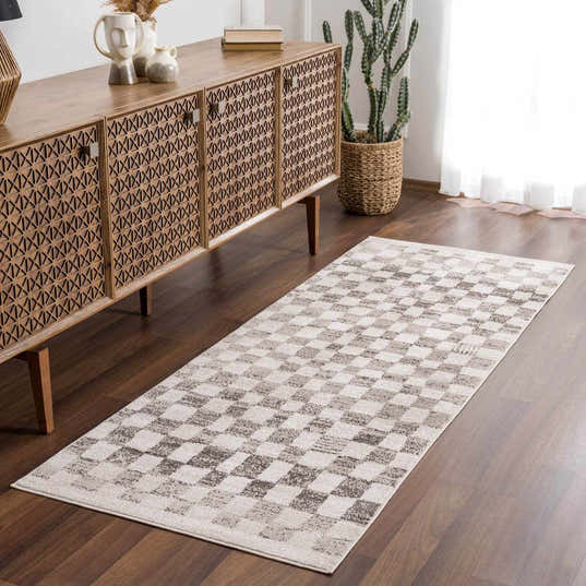 Benjy Irregular Checkboard Rug - Beige – Boutique Rugs