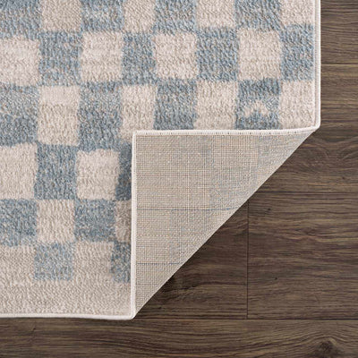 Benjy Cream & Light Blue Checkered Area Rug