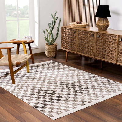 Benjy Cream & Charcoal Checkered Area Rug