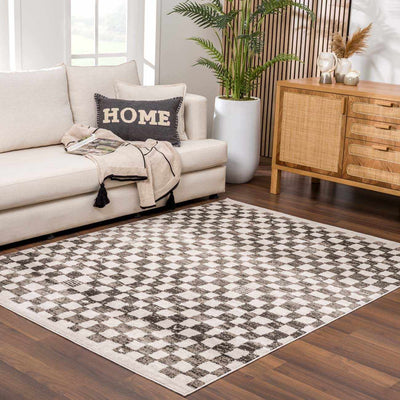 Benjy Cream & Charcoal Checkered Area Rug