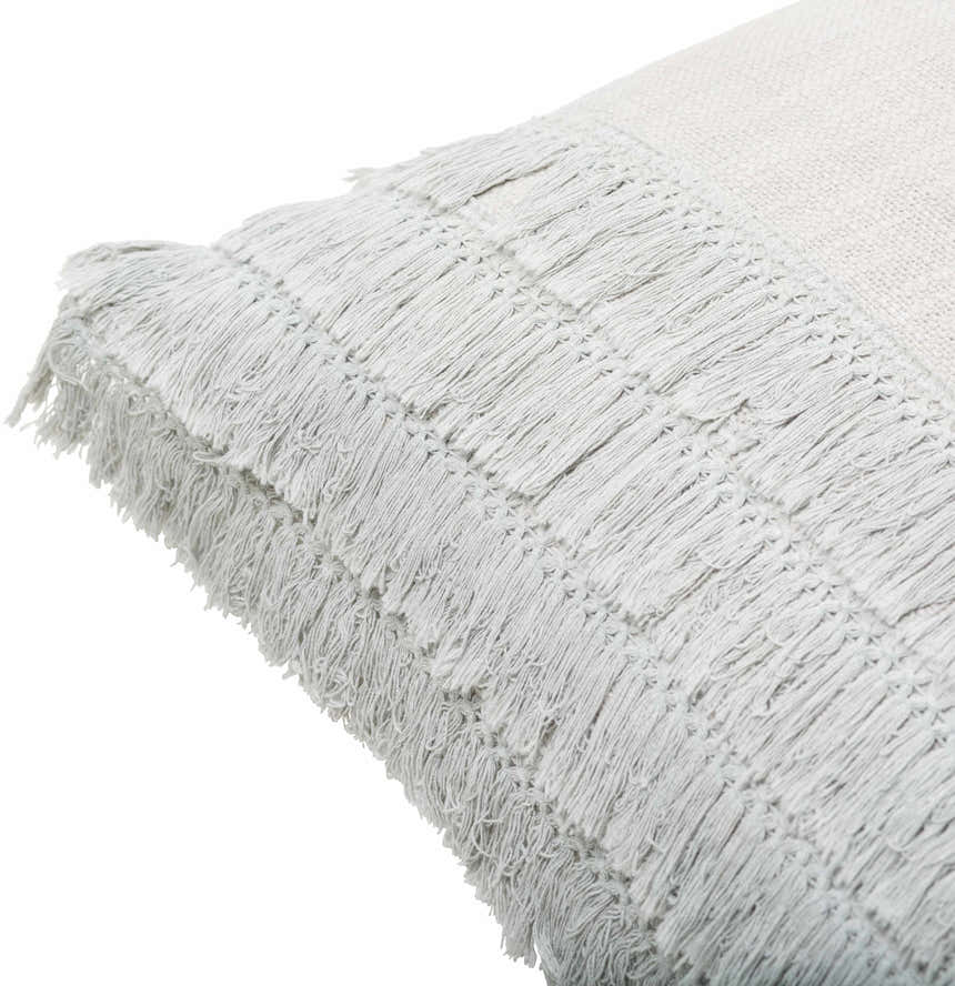 Pototan Light Gray Fringe Texture Throw Pillow - Clearance