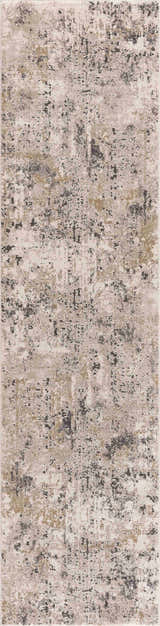 Close-up of the Pewamo Area Rug, featuring a contemporary abstract design in black, beige, tan, and charcoal tones. Design-Runner-2773