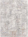 Close-up of the Avital Neutral Abstract Area Rug, featuring charcoal, gray, light brown, and off-white hues. Contemporary style. Design-Rectangle-527