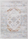 Detailed texture of the Agaton Blue & Brown Washable Area Rug with farmhouse design and light blue, brown, and white colors. Design-Rectangle-537