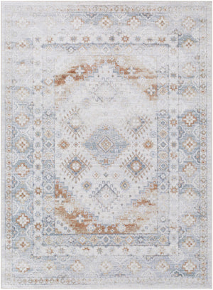 Agaton Blue & Brown Washable Area Rug