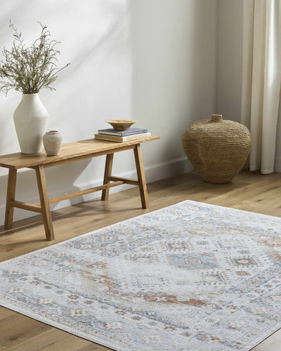 Agaton Blue & Brown Washable Area Rug