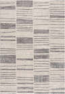 Close-up of Allete Broken-Striped Area Rug. Contemporary design with ash, light silver, and slate blue stripes and blocks. Design-Rectangle-5373
