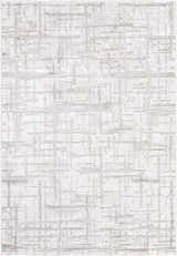 Close-up of the Antony Area Rug. Cream and light gray contemporary design with a subtle geometric pattern. Design-Rectangle-537