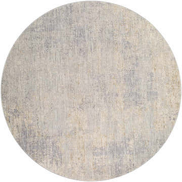 Round Razi Avant Garde rug. Luxe texture in brown, charcoal, sage, gray, and teal tones. Contemporary style. Design-Round-53