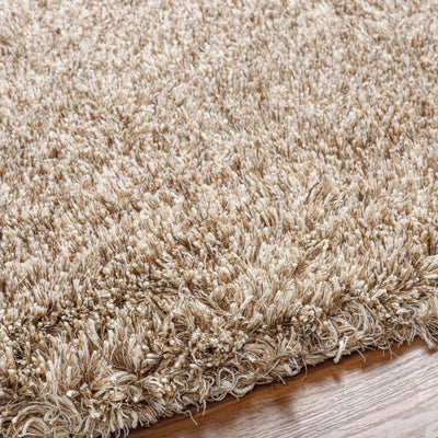 Ascot Solid Beige Wool Shag Rug