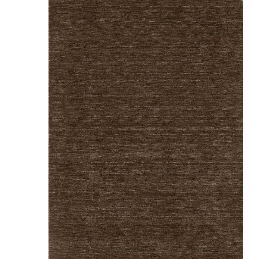 Close-up of the hand-loomed Dalyn Rafia RF100 Chocolate Area Rug. Brown, dark brown, and ivory tones. 100% wool texture.
