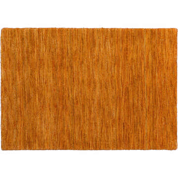 Close-up of the textured Dalyn Rafia RF100 Mandarin Area Rug. Hand-loomed wool rug in shades of burnt orange, spice, and red.