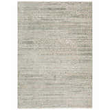 Close-up of the Dalyn Regal RG2 Mist Area Rug. Features a distressed traditional pattern in mist, ivory, and chestnut hues.