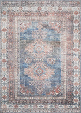 Baltinglass Rust & Blue Washable Area Rug - Clearance