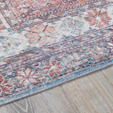 Baltinglass Rust & Blue Washable Area Rug - Clearance