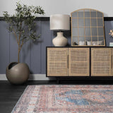 Baltinglass Rust & Blue Washable Area Rug - Clearance