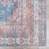 Baltinglass Rust & Blue Washable Area Rug - Clearance