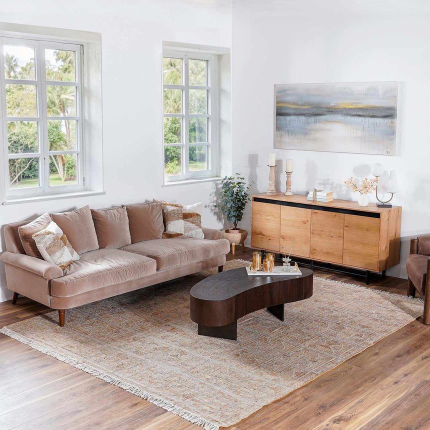 Rice Handcrafted Fringed Jute Carpet