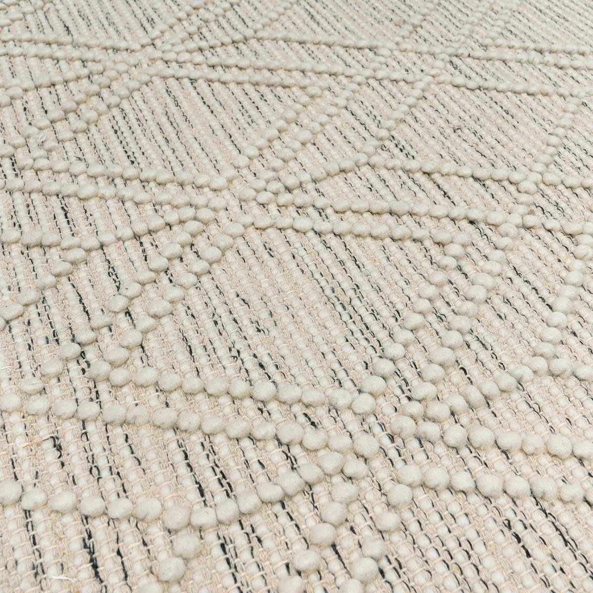 Ramsbury Area Rug - Hand Woven Wool Neutral Trellis Rug