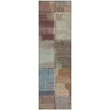 Dalyn Luxury Ravenna RN10 Putty rug featuring beige, coral, gold, green, light blue, and teal patchwork design.