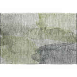 Dalyn Luxury Ravenna RN12 Fern Washable Area Rug with aloe, green, olive, and taupe watercolor design.