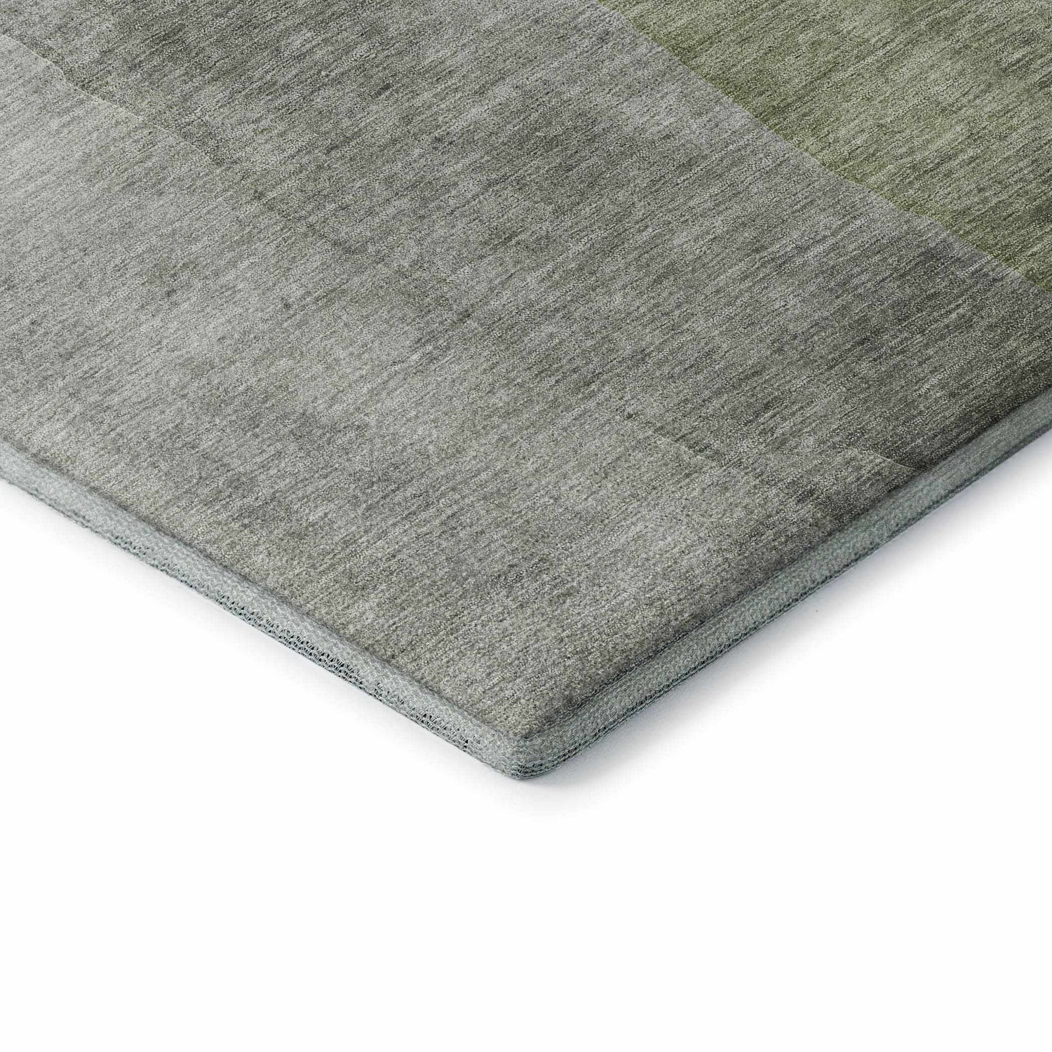 Close-up of the Dalyn Luxury Ravenna RN12 Fern Washable Area Rug, showing its aloe, green, and taupe tones and soft texture.