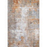 Dalyn Luxury Ravenna RN1 Copper Washable Area Rug with caramel, chestnut, paprika, silver gray, and taupe abstract design.