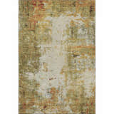 Dalyn Luxury Ravenna RN1 Olive Washable Area Rug, with beige, caramel, gold, and green abstract design.