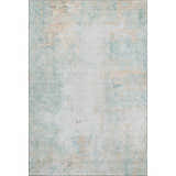 Dalyn Luxury Ravenna RN1 Seafoam Washable Area Rug with beige, ivory, sage, and teal distressed pattern.