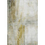 Dalyn Luxury Ravenna RN2 Taupe Washable Area Rug with gold, ivory, and silver gray abstract pattern.