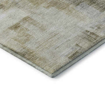 Close-up of the Dalyn Luxury Ravenna RN6 Taupe Washable Area Rug, showing its beige, ivory, and brown farmhouse design.