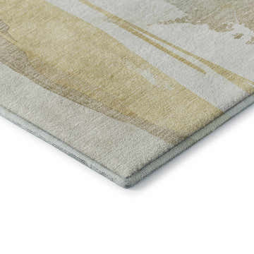 Close up of the beige Dalyn Luxury Ravenna RN7 washable rug showing texture and construction.