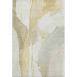 Dalyn Luxury Ravenna RN7 Beige Washable Area Rug with abstract aloe, beige, and ivory watercolor design.