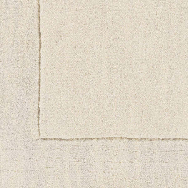 Sample Bordered Solid Beige Cream Wool Rug
