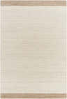 Close-up of the hand-tufted Amabel Area Rug. Beige, ivory, and tan wool rug with a farmhouse style. Design-Rectangle-576