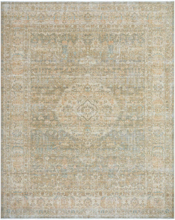 Becki Owens x Livabliss Renaissance BORI-2302 rug. Traditional, farmhouse style with beige, denim, coral, tan, and taupe colors. Design-Rectangle-710910