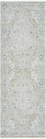 Close up of Rhody Luxe Rug in light silver and sterling gray. Traditional farmhouse style with a machine woven construction. Design-Runner-27710